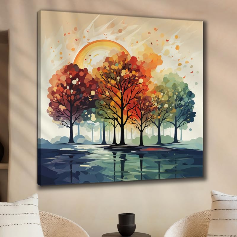 Image of SAF Wooden Framed Nature Art Canvas Wall Painting for Home Decor And Office||For Bedroom,Living Room Home wall and Office Interior 24X24Inch and Office CR-284