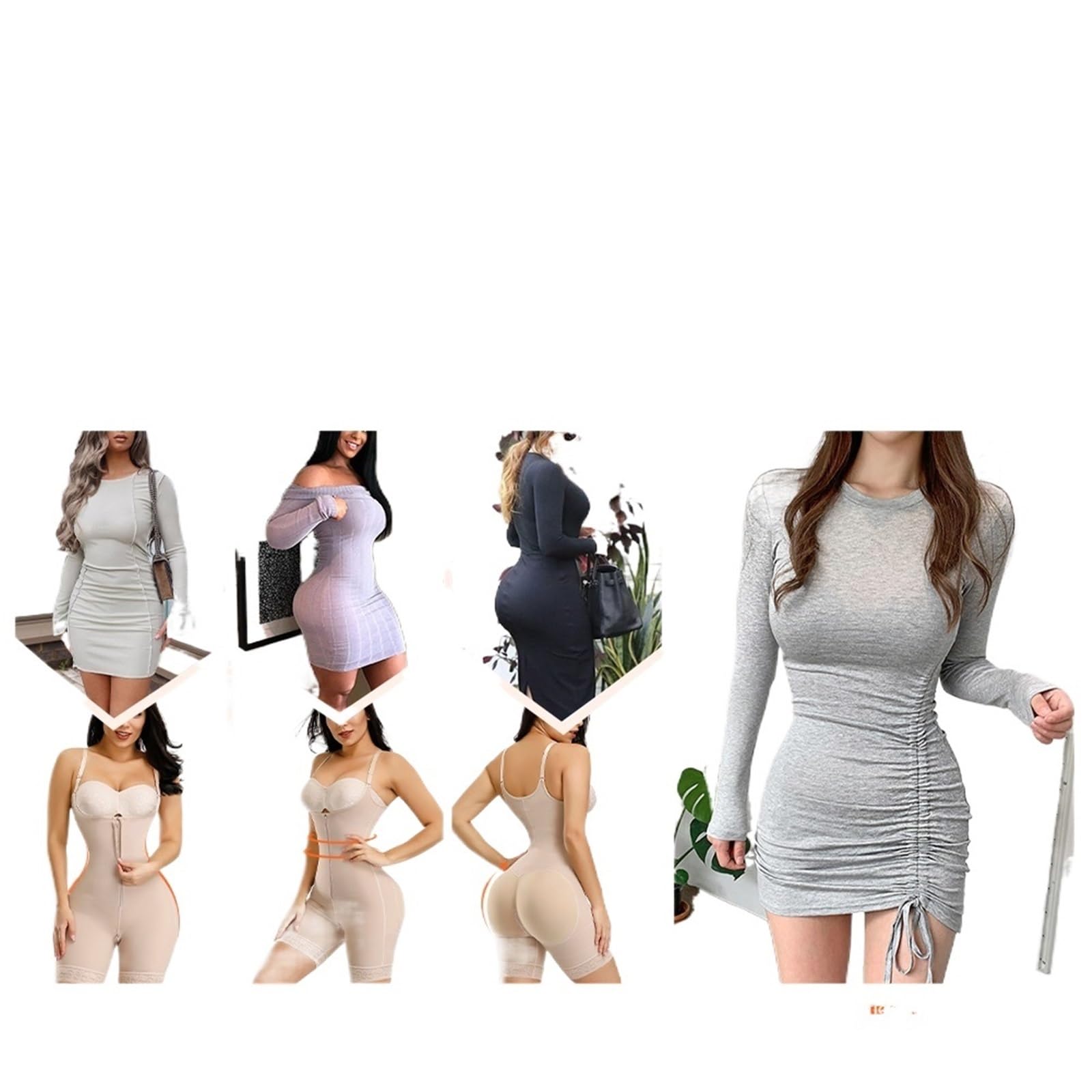 Generico Intimo Modellante Da Donna Guaina modellante for tutto il corpo con spalline staccabili, snellente for la pancia, push-up, solleva glutei