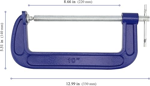 Miniatura 2 de KEILEOHO 3 abrazaderas C grandes de 10 pulgadas, abrazaderas C de agarre rápido, abrazadera G resistente para carpintería, color azul