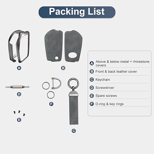 Miniatura 7 de YO&YOYE Compatible con funda de llavero Toyota con llavero de cuero protector para llave inteligente Fortuner Tundra Camry RAV4 Highlander Corolla