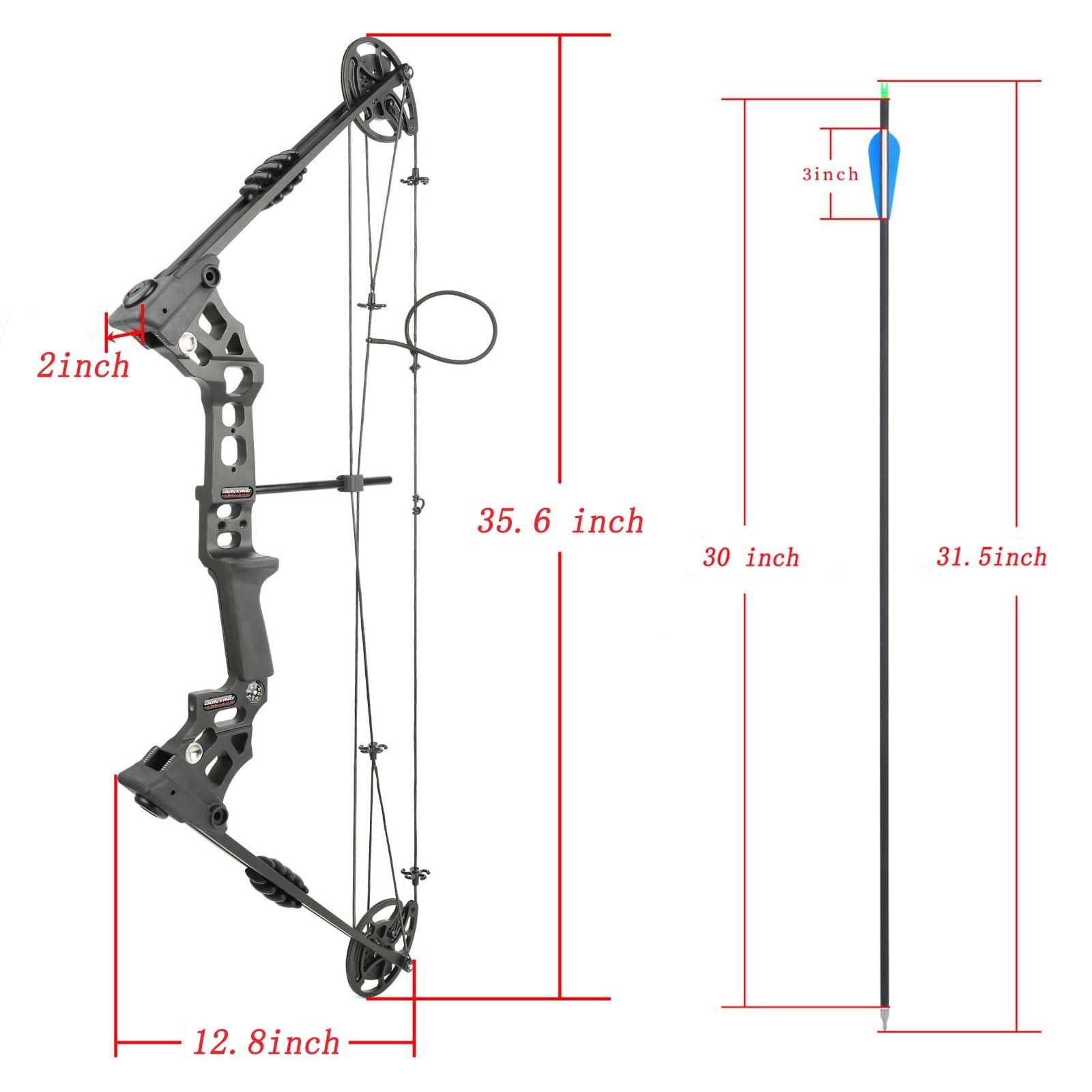 Set arco compound da tiro con l'arco 20-70 libbre Kit arco e frecce da caccia IBO 320 fps Let off: 80% con accessori completi