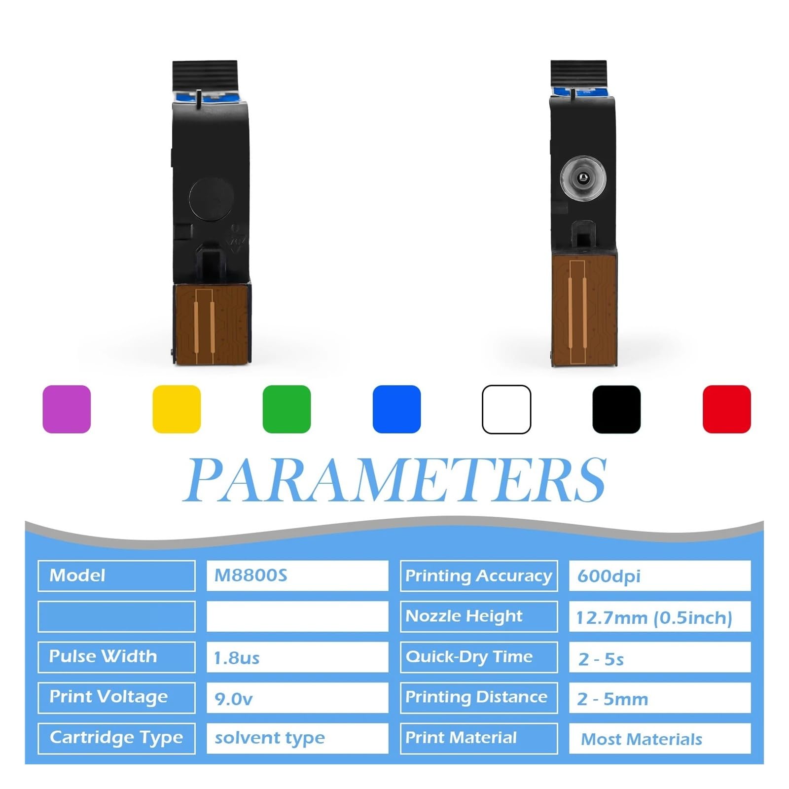 Cartuccia for stampante a getto d'inchiostro portatile online da 1/2/3/5 pezzi, inchiostro solvente impermeabile ad asciugatura rapida nero da 12,7 mm Su Cartone, Legno(1PCS)