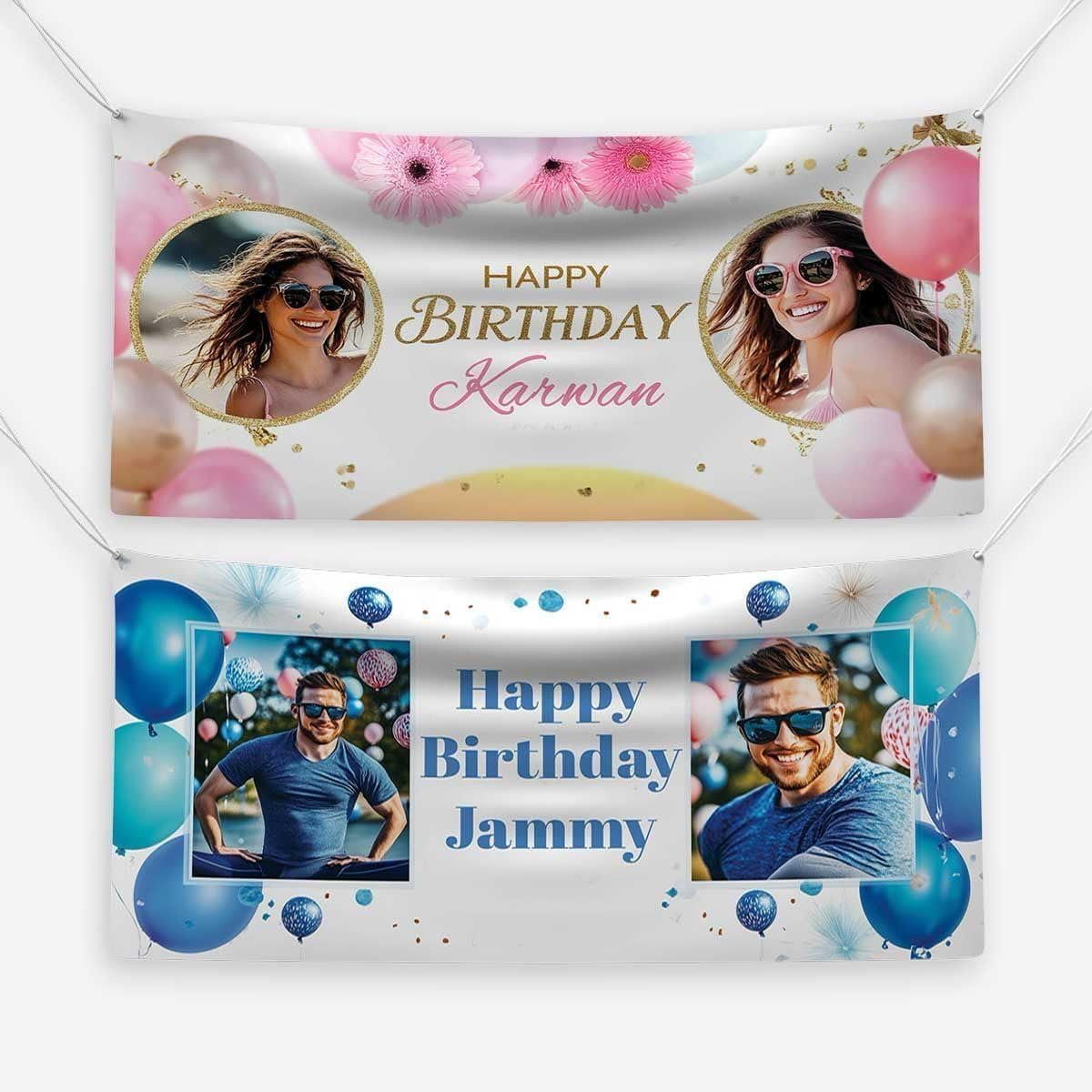 Personalized Birthday Banner with Name & Photo Custom Party Decoration Backdrop Indoor & Outdoor Vinyl Multiple Designs & Sizes