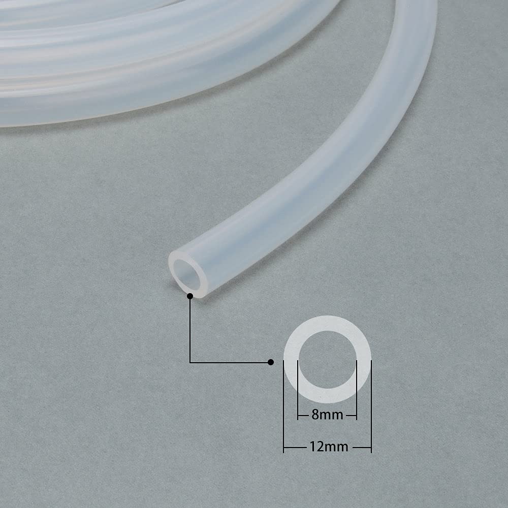 stonylab Wąż Silikonowy, Wąż z Czystego Naturalnego Silikonu Wysokotemperaturowy, 12 mm ŚZ 8 mm WZ, Wysoce Elastyczny i Wytrzymały, do Użytku Laboratoryjnego, 1 Metr