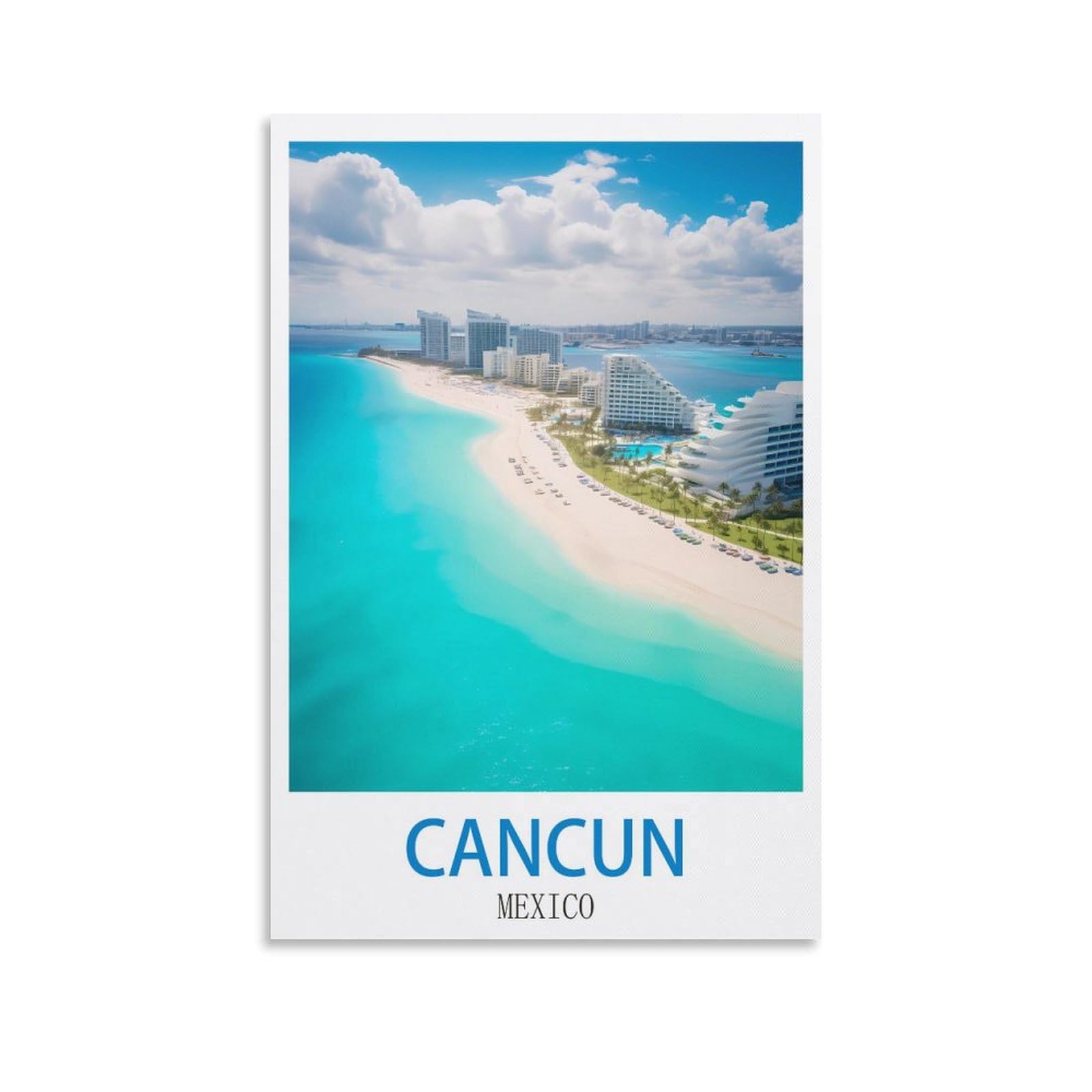 Unniq Unframe-Style Cancun Mexico Vintage Travel Posters 08X12inch(20X30cm) Canvas Painting Wall Art, Wall Decor Pictures Prints For Living Room Bedroom