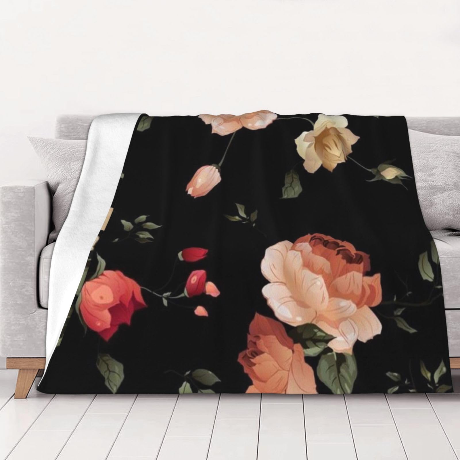 Couverture en flanelle florale 150x125cm le cadeau doux idéal pour femmes et hommes