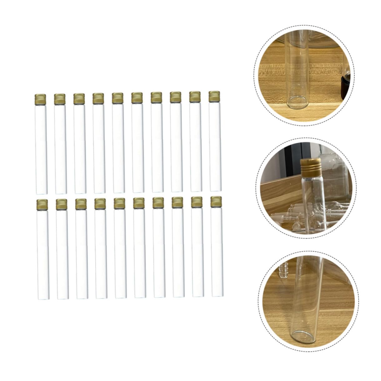 Provetta in Vetro Borosilicato 18x150 Mm con Tappo a Vite 20 Pezzi | Fondo Arrotondato, Parete Liscia con Scala Graduata, Resistentegli Agenti Chimici e Tenuta per Campioni