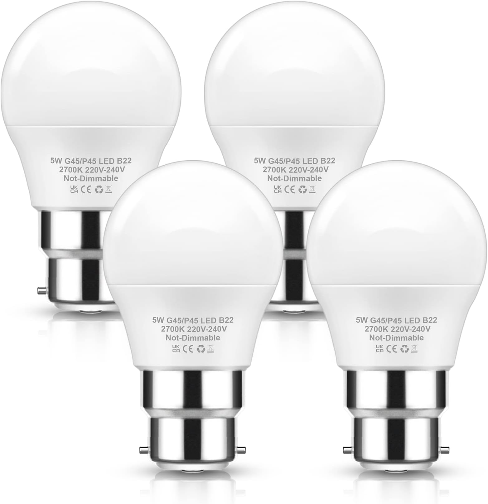 LVWIT Daylight B22 SES Golf LED Light Bulbs, 4.5W Golf Ball Led Bulbs