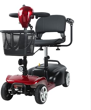 4 Wheels Mobility Scooter, Up to 265LBS Mobility Scooter for Seniors & Adults, Foldable Electric Wheelchair Device, LED Headlight, Basket, Cup Holder,Max 15 Miles Range US Plug