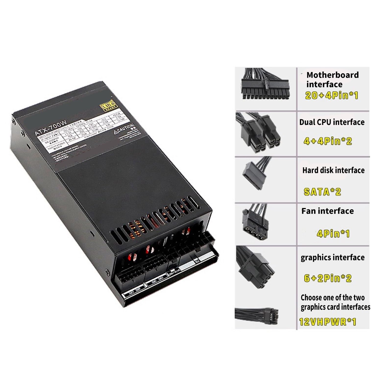 Alimentatore completamente modulare da 700 W con controllo intelligente del calore e design salvaspazio per l'alimentazione desktop di PC da gioco/server