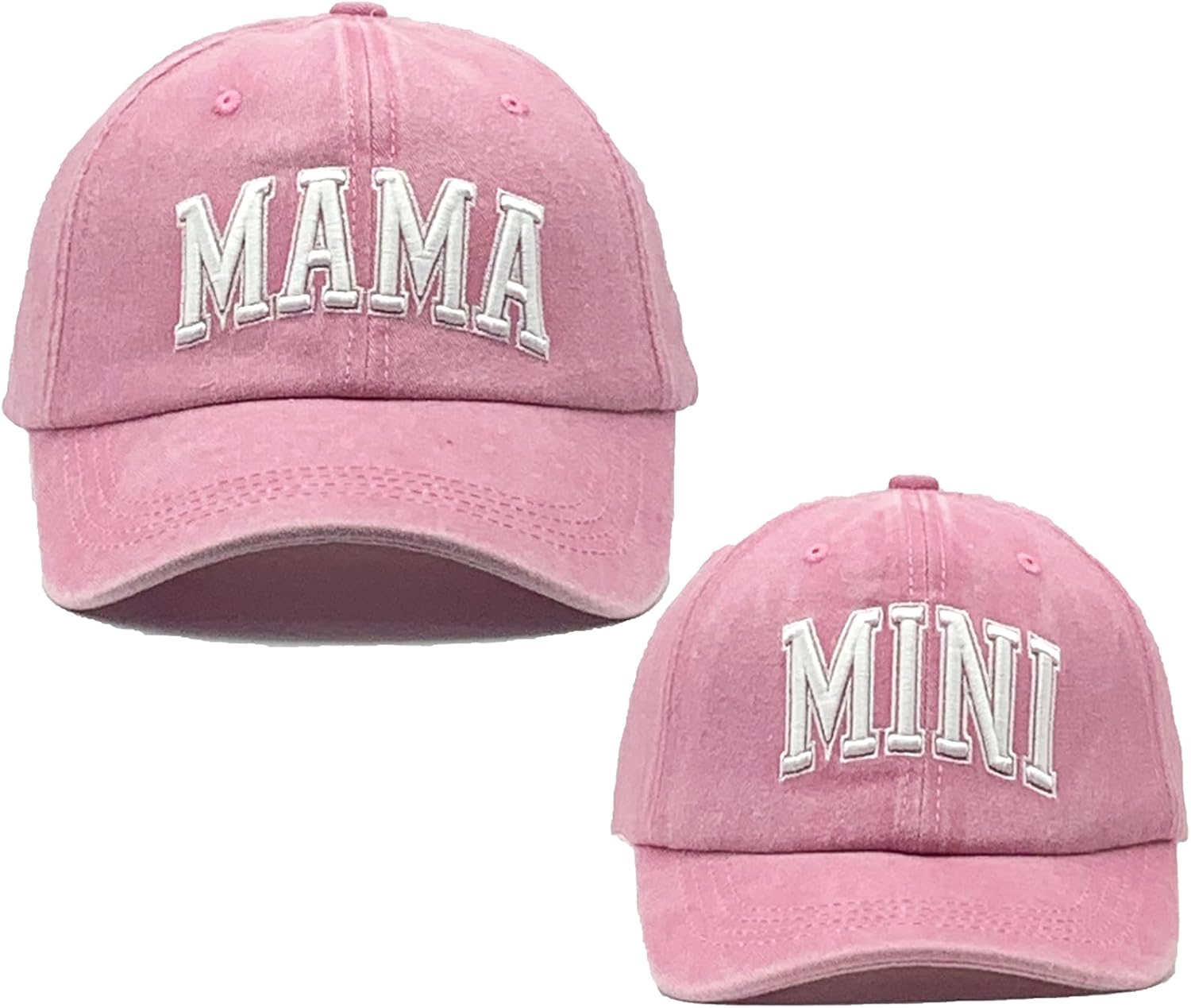 2PCS Mama and Mini Matching Baseball Cap, Adjustable Washed Cotton Embroidered Parent-Child Hat