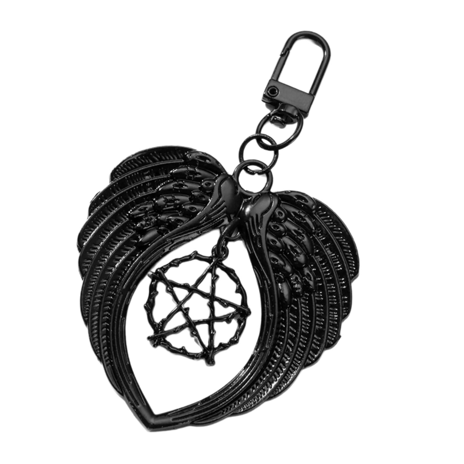 Limtula Unisex Black Punk Keychain Gift Featuring Angel Wing Theme Fashion Keyring Bag Pedant Decors For Birthday And Holiday Gift Punk Keyring