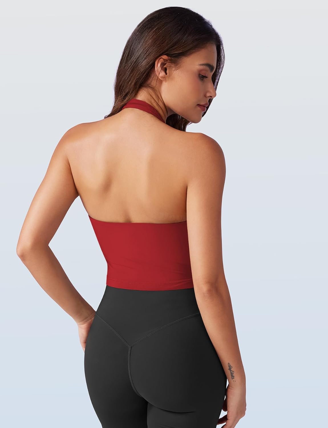 VOYJOY Women Halter Crop Top Padded V Neck Backless Sleeveless Workout Halter Tank Tops Going Out Yoga Gym Clothes - Image 3