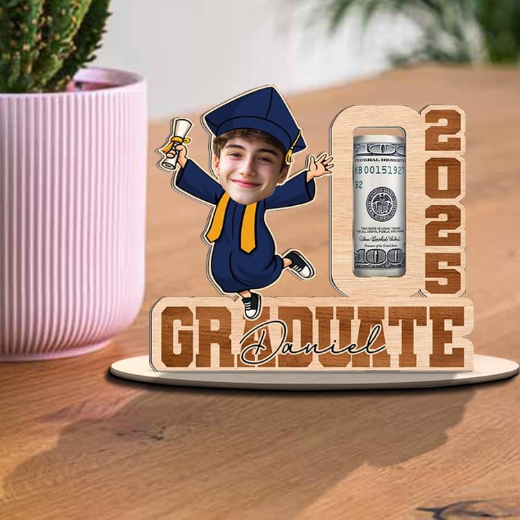 Personalized Graduation Money Holder Class of 2025 | Custom Graduation Money Holders Wooden with Photo | Graduate Gifts for Him and Her4