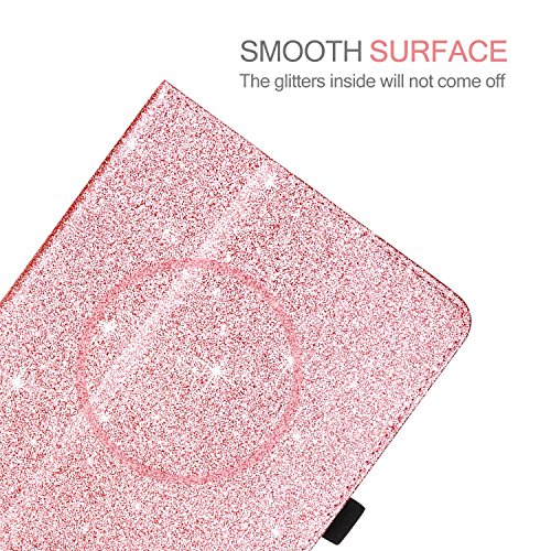 Duedue Samsung Galaxy Tab E 9.6 Case, Sparkly Glitter Slim Faux Leather Folio Stand Full Body Protective Cover For Galaxy Tab E Wi-Fi/Tab E Nook 9.6 Inch Tablet Sm-T560/T561/T565/T567V,Rose Gold #TOP6