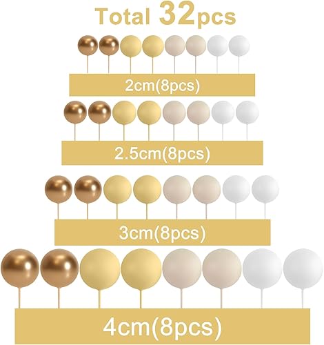 Miniatura 2 de ASTARON 32 piezas de decoración de pastel de bola, mini globos, bolas de espuma, palitos de espuma, para decoración de tartas, bolas de decoración