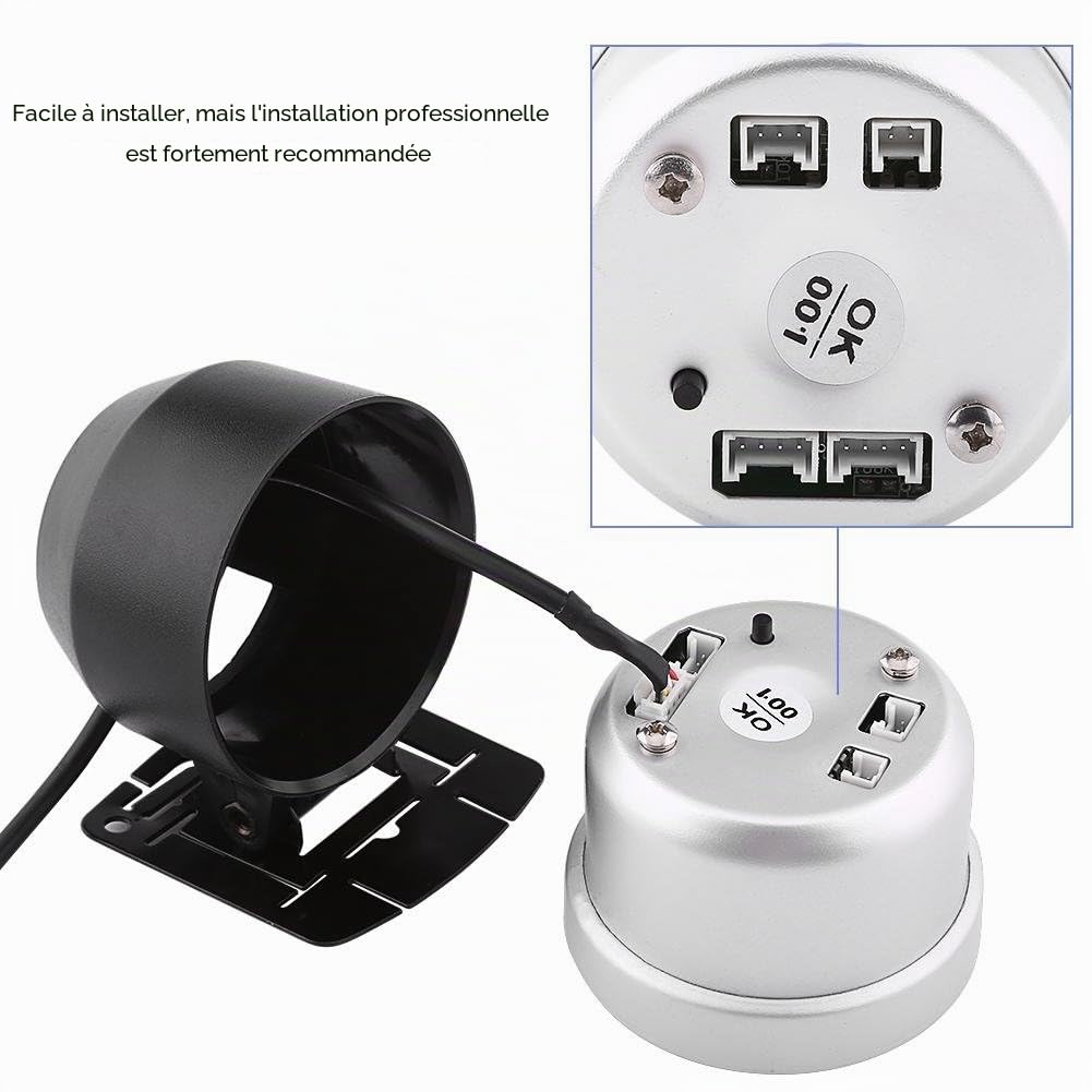 Compteur Turbo,Manometre Pression Turbo,Mano Pression Turbo,Manomètre Turbo 60Mm,Jauge De Suralimentation Turbo,Jauge De Compteur Noire Universelle Repment Pour Jauge De Compteur 60Mm Dc 12V Led Repme