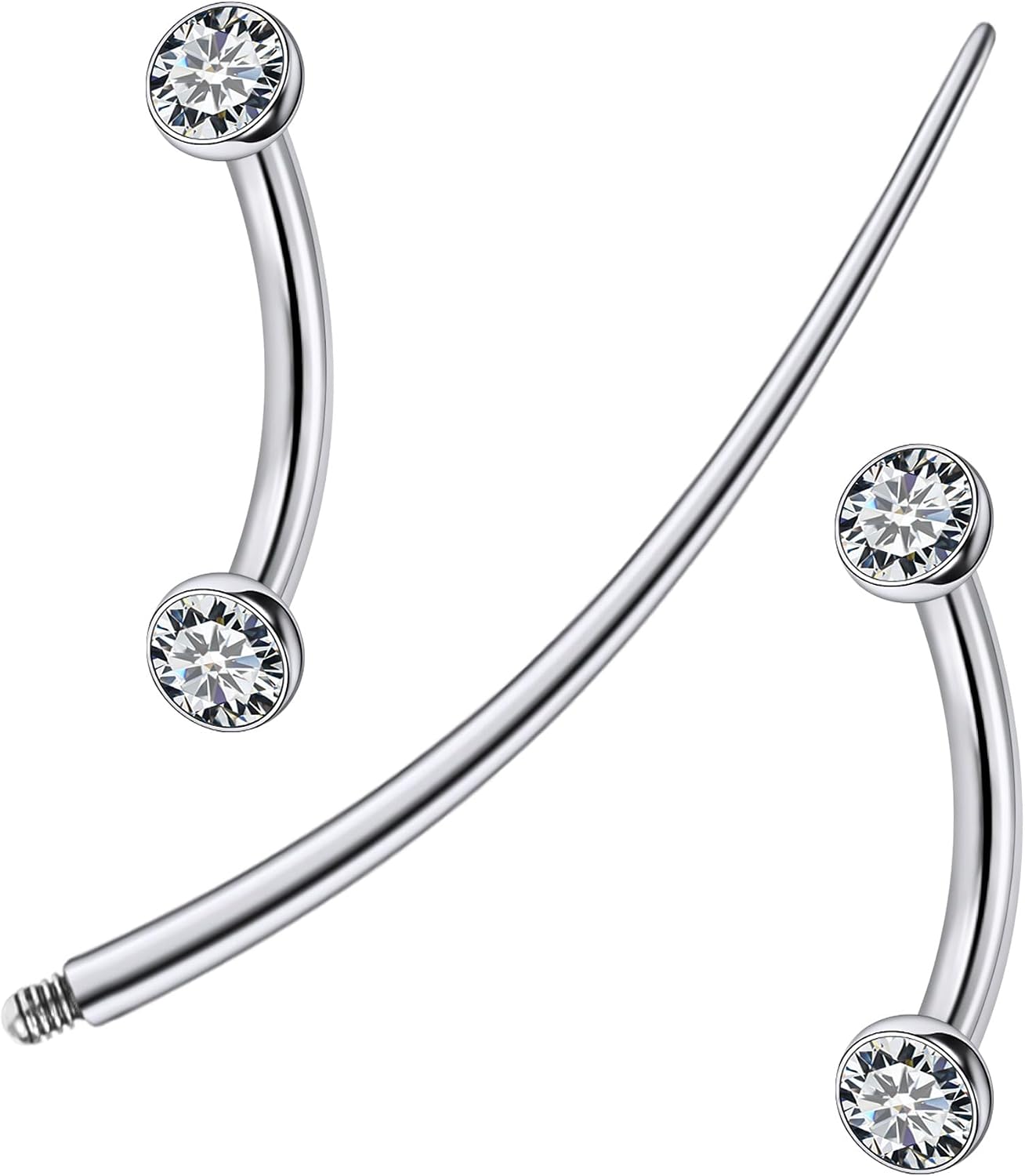 F136 Titanium 16g 6/8/10mm Eyebrow/Rook/Snug/Vertical-Labret/VCH/Snake-Eyes/Anti-Tragus/Christina/Daith/Belly-Button/Bridge/Hood/Surface Curved Barbell Piercing Jewelry for Women Men