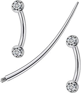 F136 Titanium 16g 6/8/10mm Eyebrow/Rook/Snug/Vertical-Labret/VCH/Snake-Eyes/Anti-Tragus/Christina/Daith/Belly-Button/Bridge/Hood/Surface Curved Barbell Piercing Jewelry for Women Men