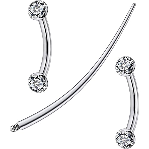 F136 Titanium 16g 6/8/10mm Eyebrow/Rook/Snug/Vertical-Labret/VCH/Snake-Eyes/Anti-Tragus/Christina/Daith/Belly-Button/Bridge/Hood/Surface Curved Barbell Piercing Jewelry for Women Men