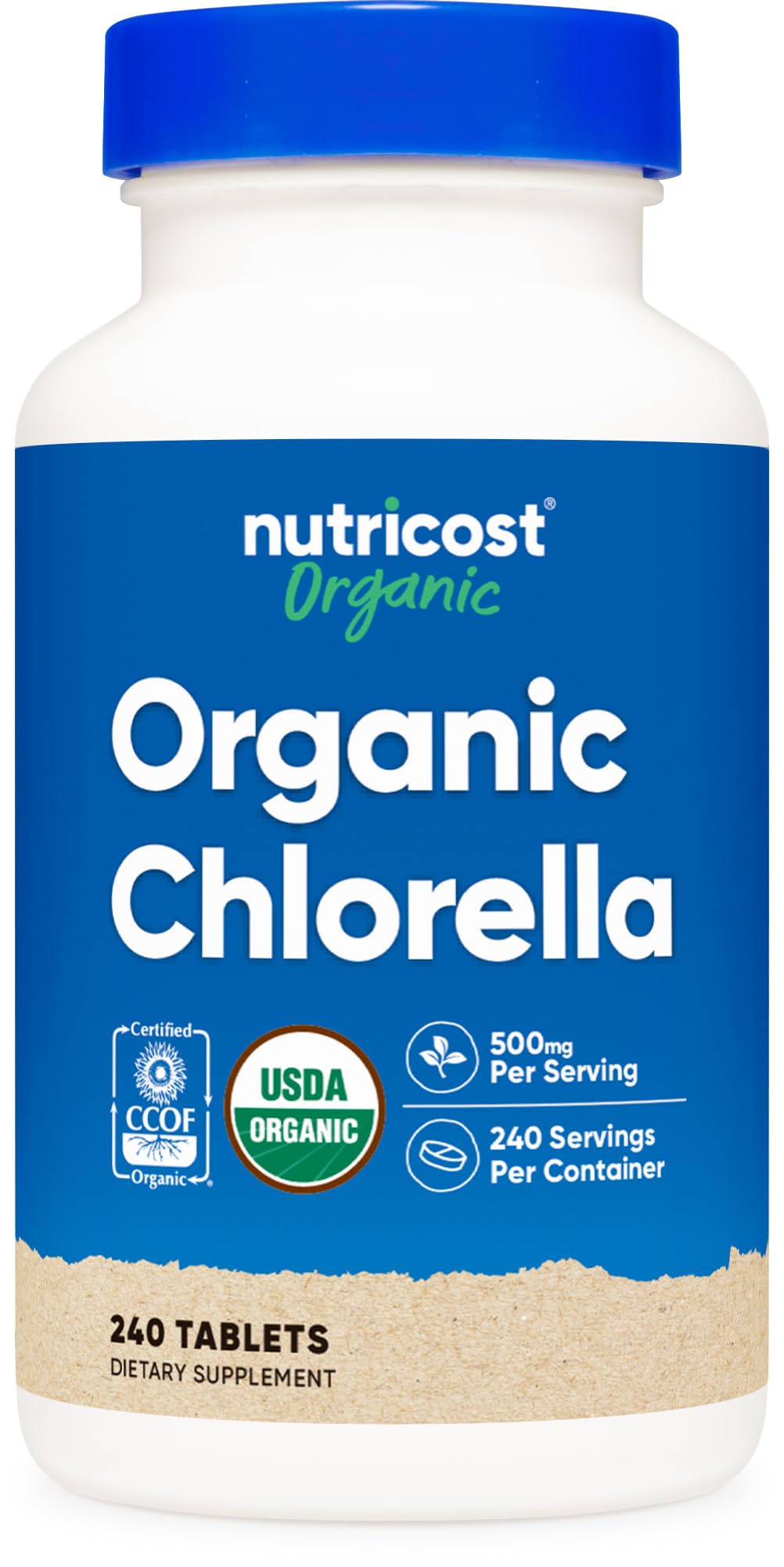Nutricost Organic Chlorella 500mg, 240 Tablets - Gluten Free, Non-GMO