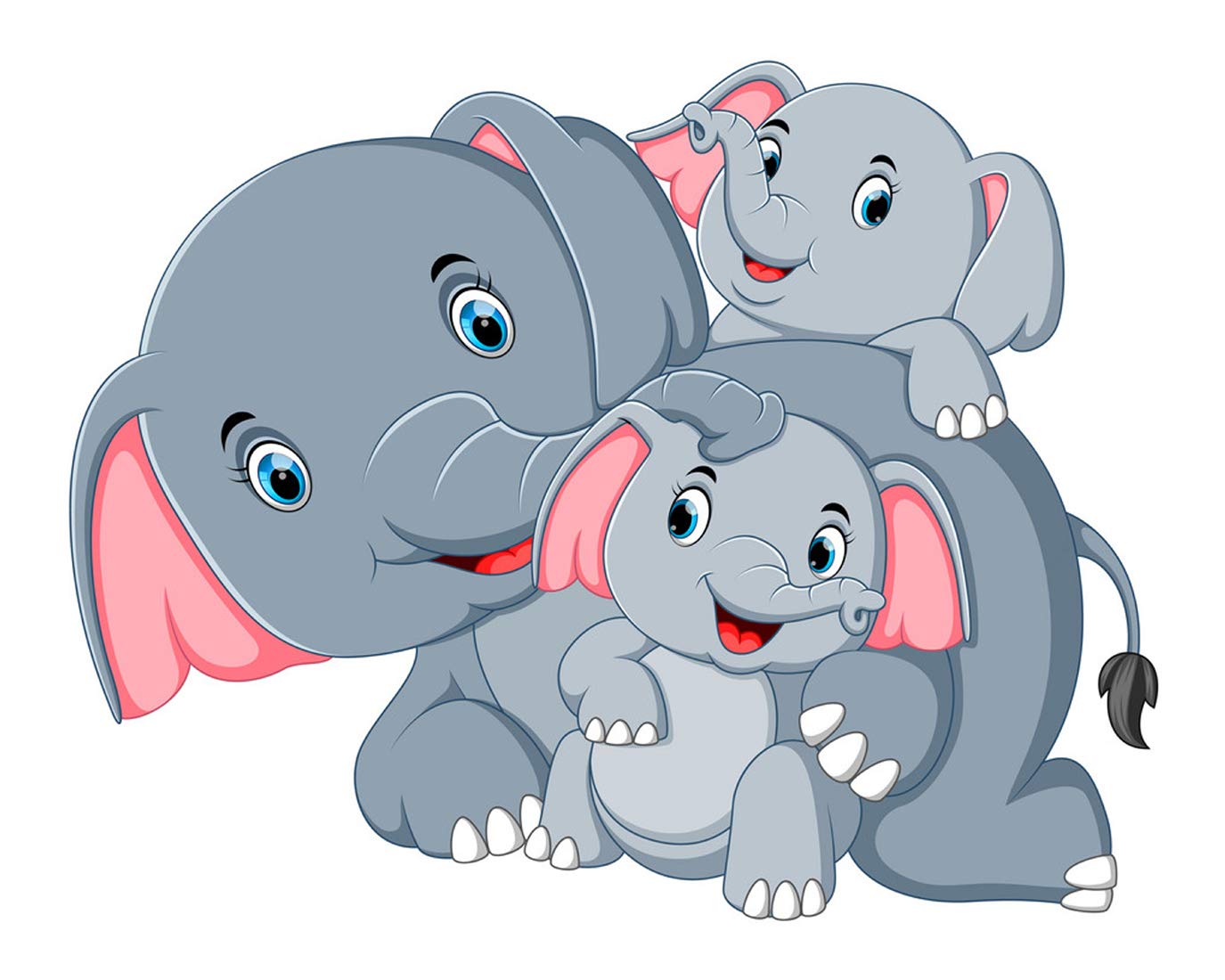 Wallstick Cartoon Elephant Family wallstickers (Vinyl 80 cm x 50 cm)-picture-22