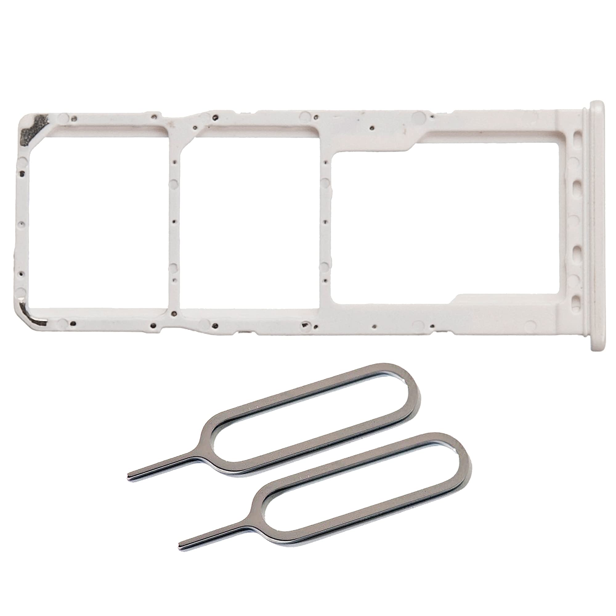 BISLINKS Replacement For DUAL SIM/SD Card Tray Holder White Compatible With Samsung A21S SM-A217 GH98-45392A + Ejector Pins
