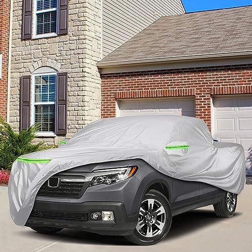 Image of Waterproof Car Cover Custom Fit for 2006-2024 Honda Ridgeline, 6 Layers All Weather Car Covers with Zipper Door & Windproof Bands for Sun Snow Rain Dust Protection, Outdoor Indoor