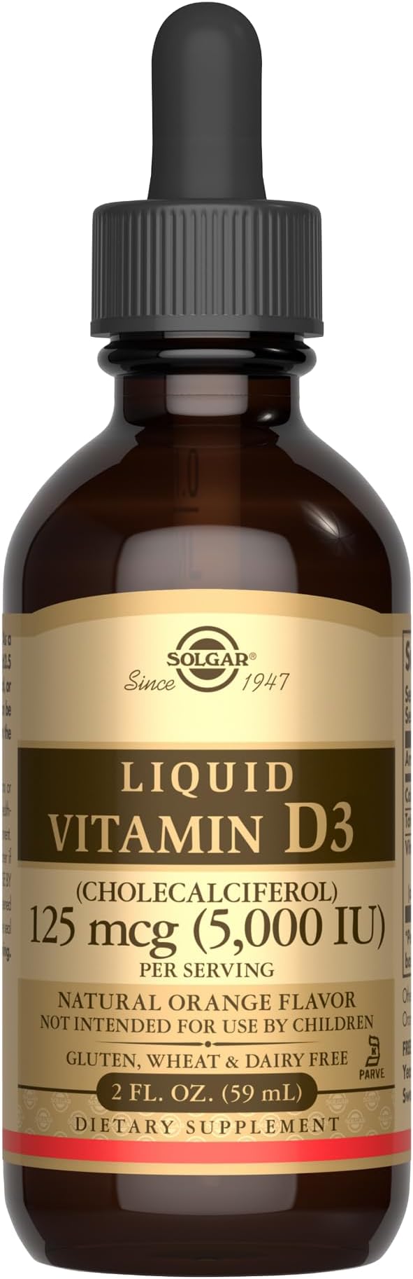 Liquid Vitamin D3 125 mcg (5,000 IU) - 2 fl oz - Delicious, Natural Orange Flavor - Helps Maintain Healthy Bones & Teeth - Immune System Support - Gluten Free, Dairy Free, Kosher - 59 Servings