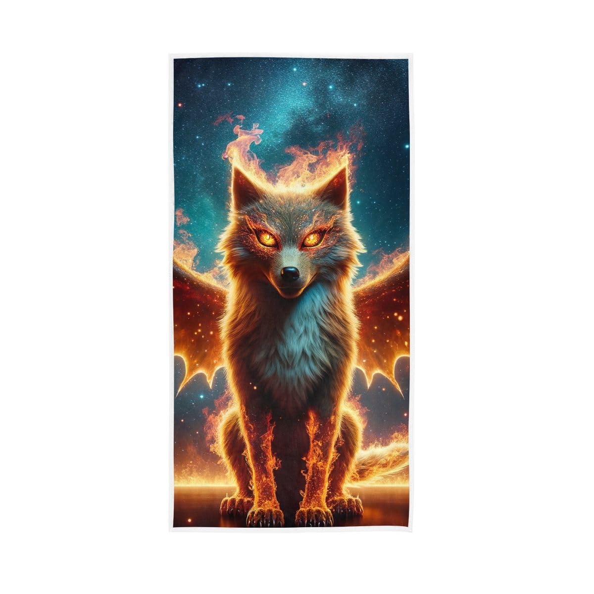 HUYGD Wolf with Wings and Evil Eyes Hand Towel, Shower Towels for Hand, Face, Hair, Yoga, Kitchen, Bath 15 x 30 Inches