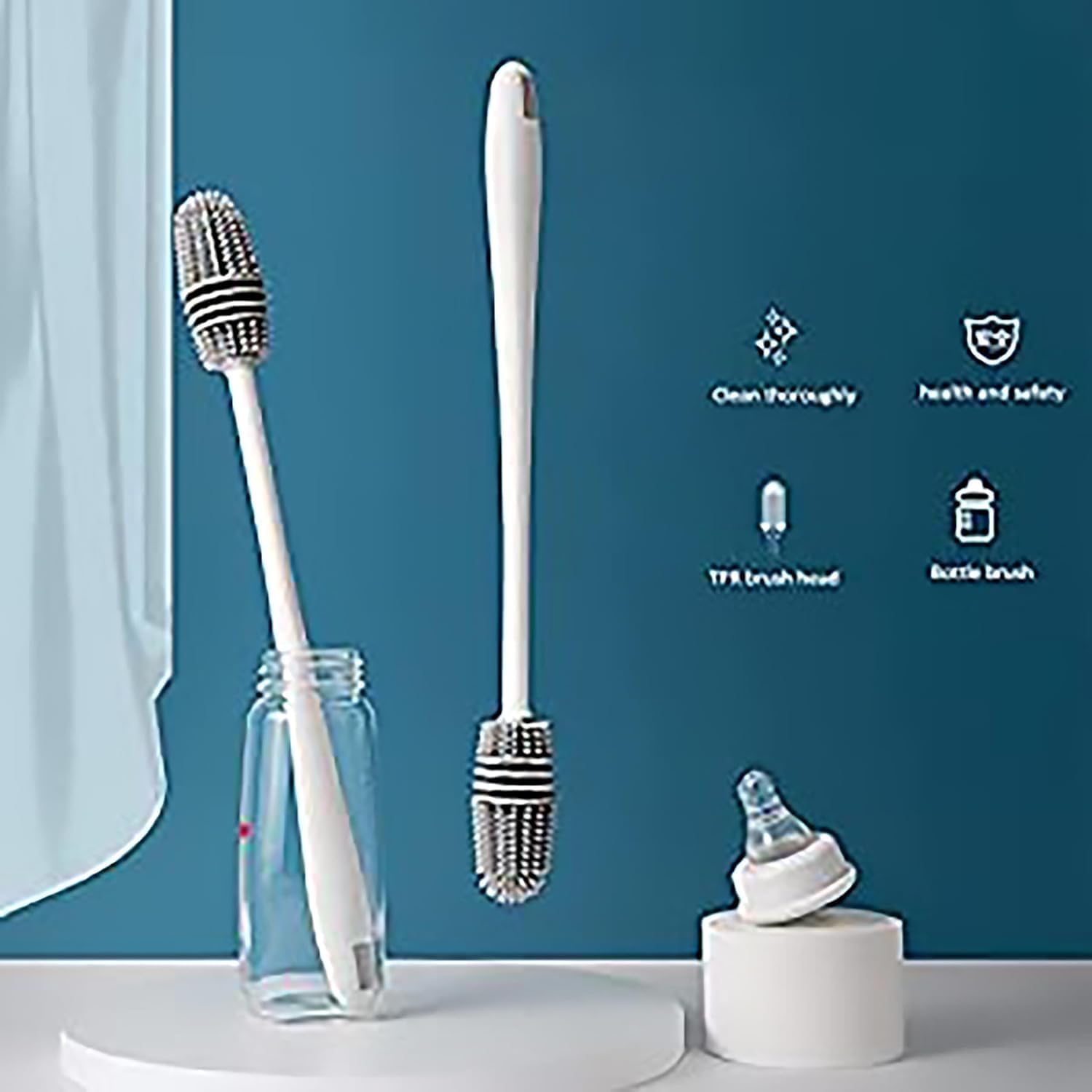 TARTAMYA Silicone Long Handle Bottle Cleaning Brush, Versatile for Baby Bottles, Water Bottles, Containers, Vases, Glass (Brush-A, 1, Count) 2