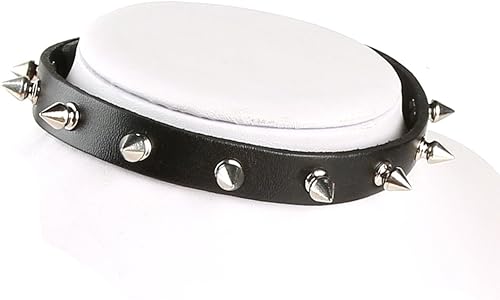 Miniatura 3 de HZMAN - Collar de gargantilla de cuero con tachuelas de metal, estilo punk, gótico, para hombre y mujer