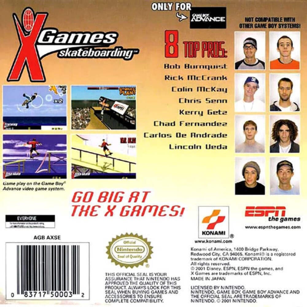 Amazon.com: ESPN X Games: Skateboarding GBA : Game Boy Advance