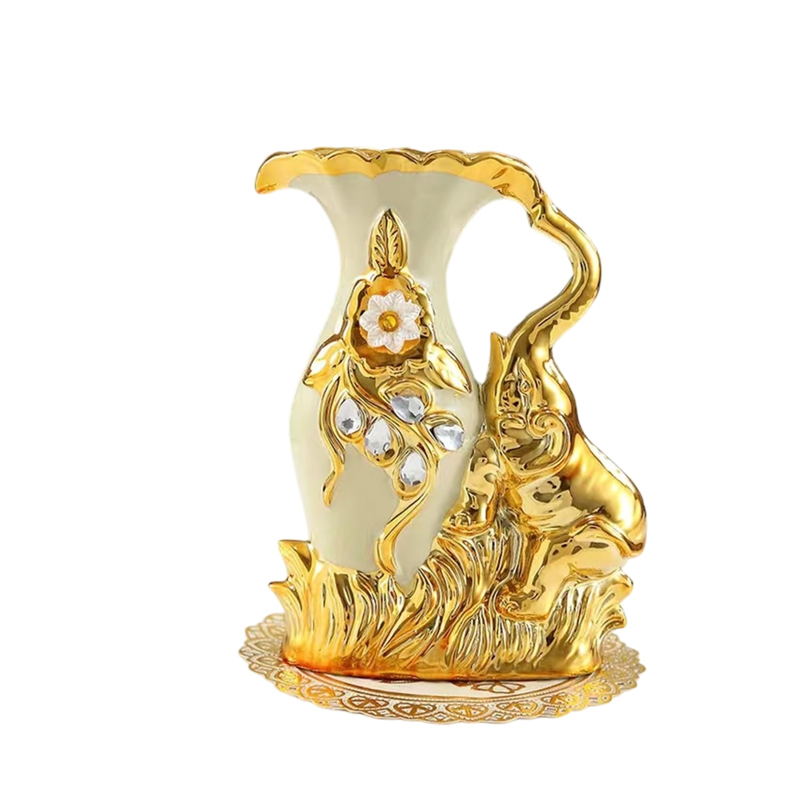 carotoe Stylish European Elegant Ceramic Vases with Elephant Sculpture Home Decors for Wedding Housewarmings Ceramic Centerpieces Vases