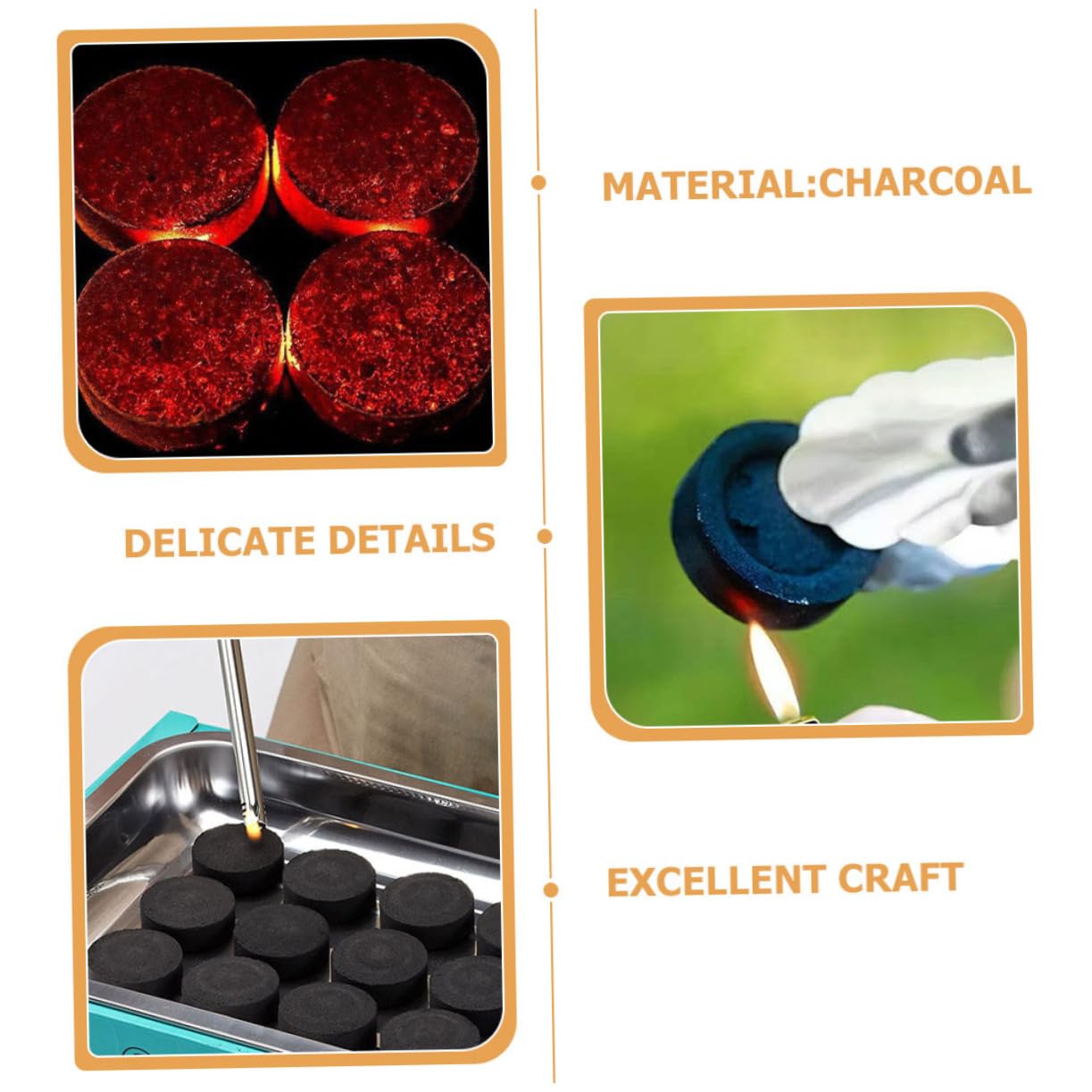 Carbón Vegetal para Exteriores 70 Pastillas Negro de Encendido | Barbacoa Portátil y Camping, Formato Ligero, Suministro Doméstico para Estufa