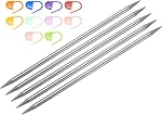 Uxcell 5Pcs US 2.5(3mm) Aiguille de tricot à double pointe 7.87 Longueur des pouces Acier inoxydable Tiges aiguilles avec 10 Marqueur de mailles pour les projets faits à la main DIY Tricots