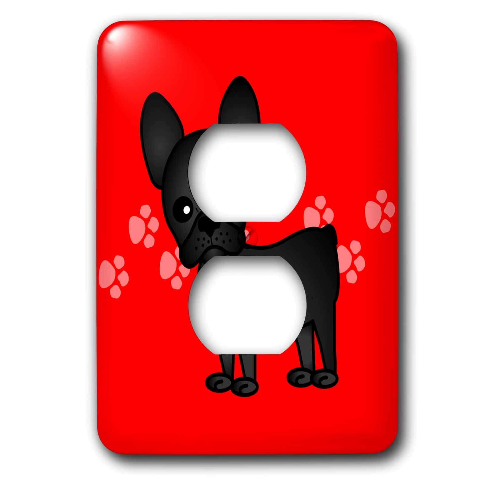 Bouledogue français prise murale noire double motif pattes chien 3dRose lsp_25318_6