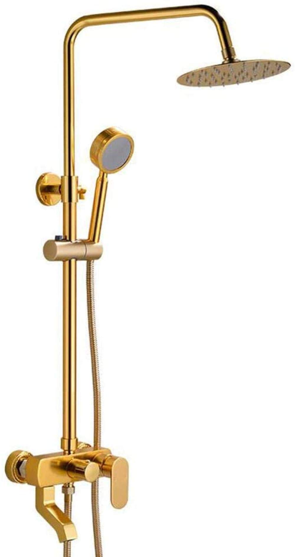 Pommeau de douche et colonne de douche dorée en aluminium pour rénovation bain