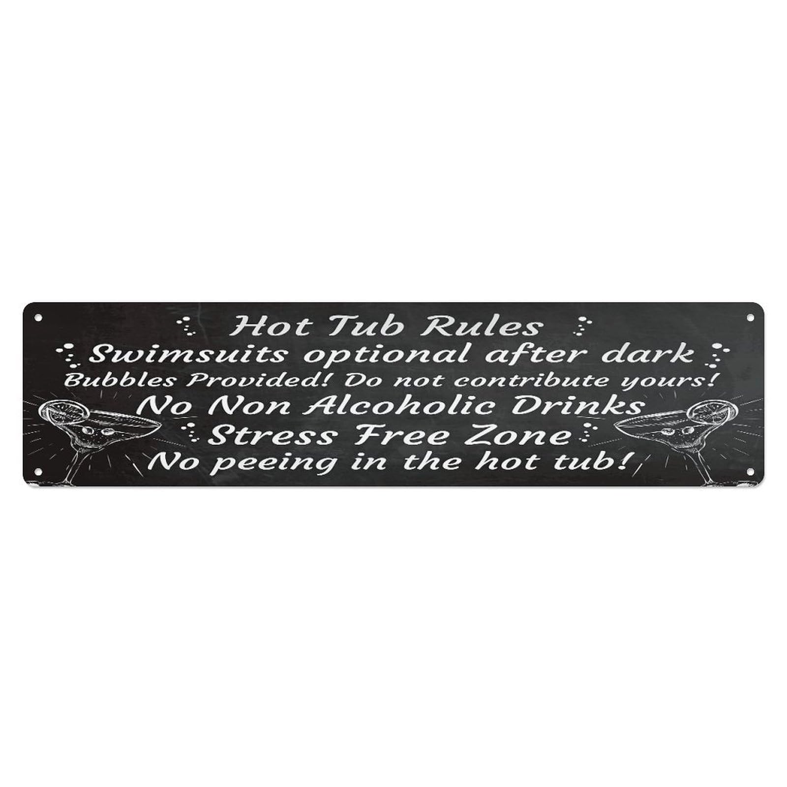 Hot Tub Rules Chalkboard Art Metal Tin Sign Plaque