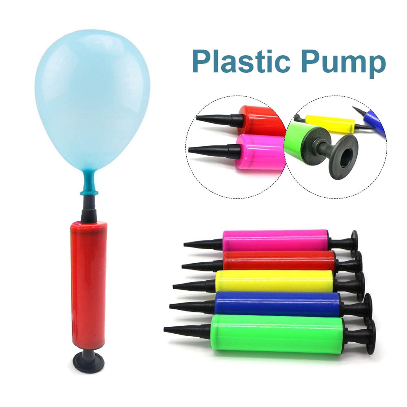 Manual Balloon Pump - Hand Held Air Inflator For Balloons, Pool Toys & Beach Balls, Lightweight PP Pump With Two-Way Action (Random Color)