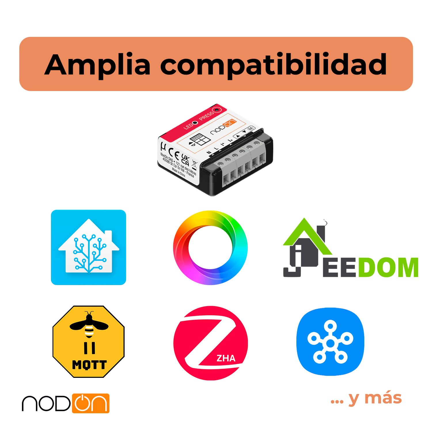 NodOn - Zigbee 3.0 Módulo Persiana Motorizada Inteligente - Módulo Zigbee Persiana - Home Assistant con Autocalibración y control a distancia - Compatible con Home Assistant, Jeedom, Z2M, ZHA