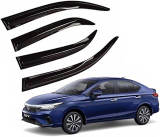 GENFRID Unbreakable Car Window Door Visor | Car Rain Wind Door Visor | Window Wind Deflector for Honda City ID-Tek (Set of 4) Price In India