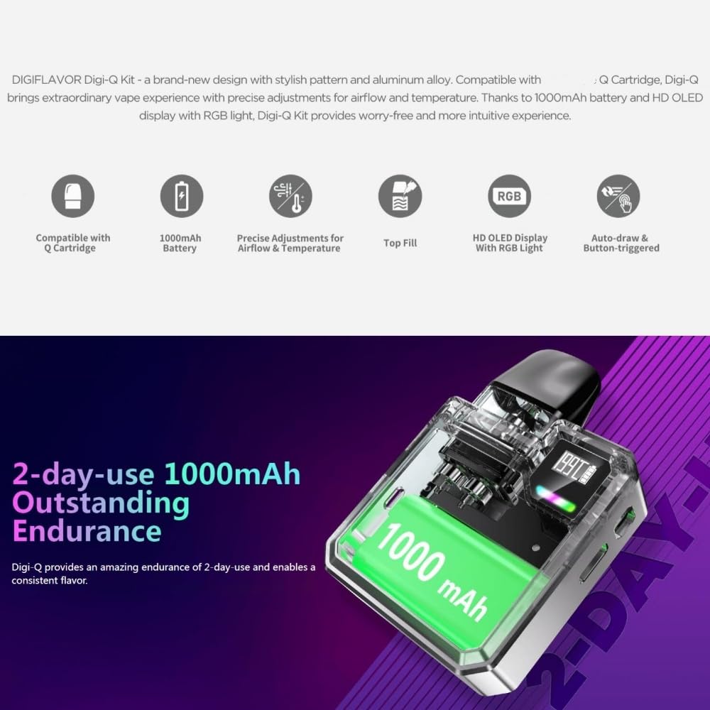 Original Geek'Vape Kit Digi Q Pod Digiflavour 307 25 W Vape 1000mAh  Batterie 2 ml Pod Q Cartouche vaporisateur Cigarette lectronique MTL Kit  (Mca Rose) - No Nicotine No Liquid : Amazon.fr: High-Tech