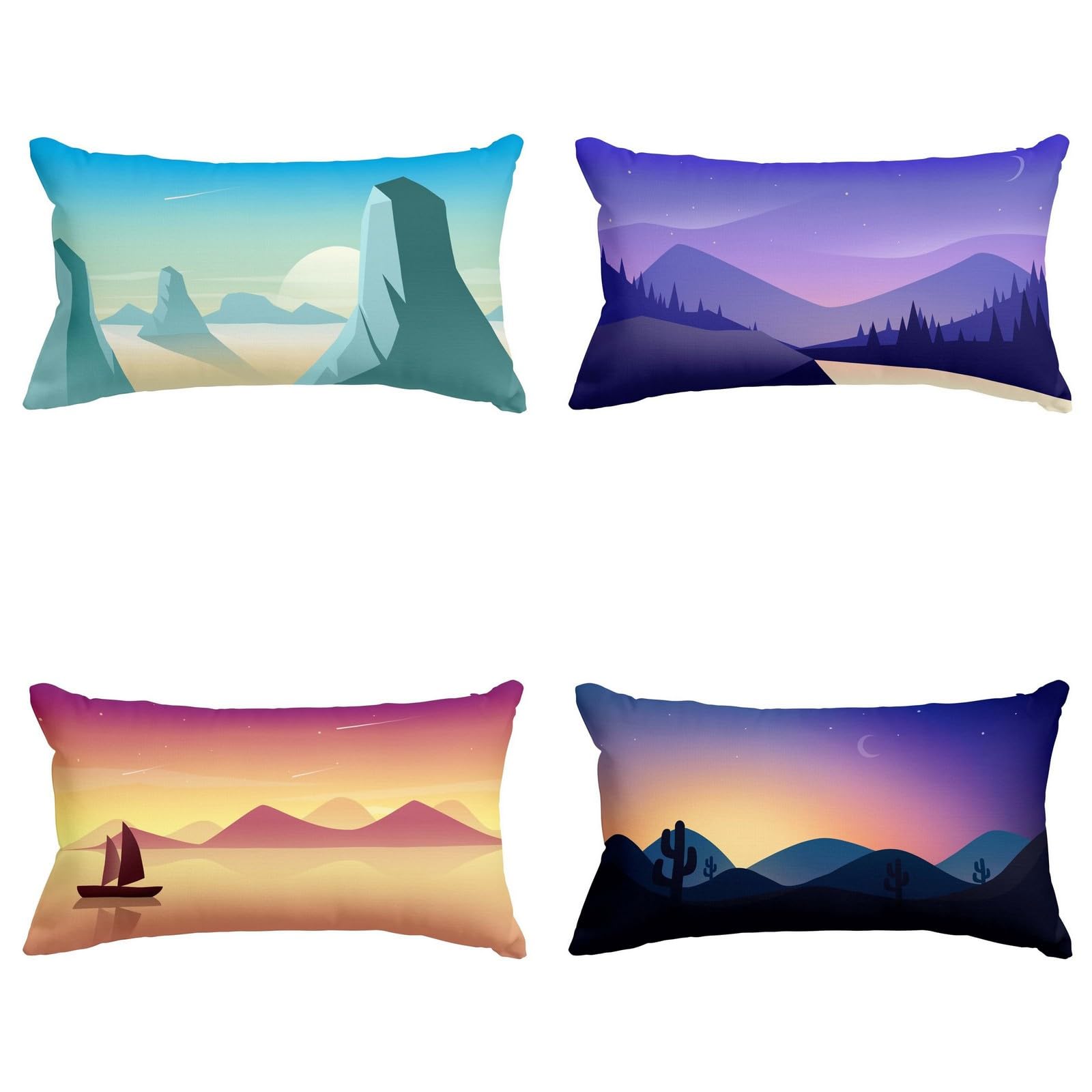 Housse de coussin rectangulaire 50x75 taie d'oreiller imprimé salon lot de 4