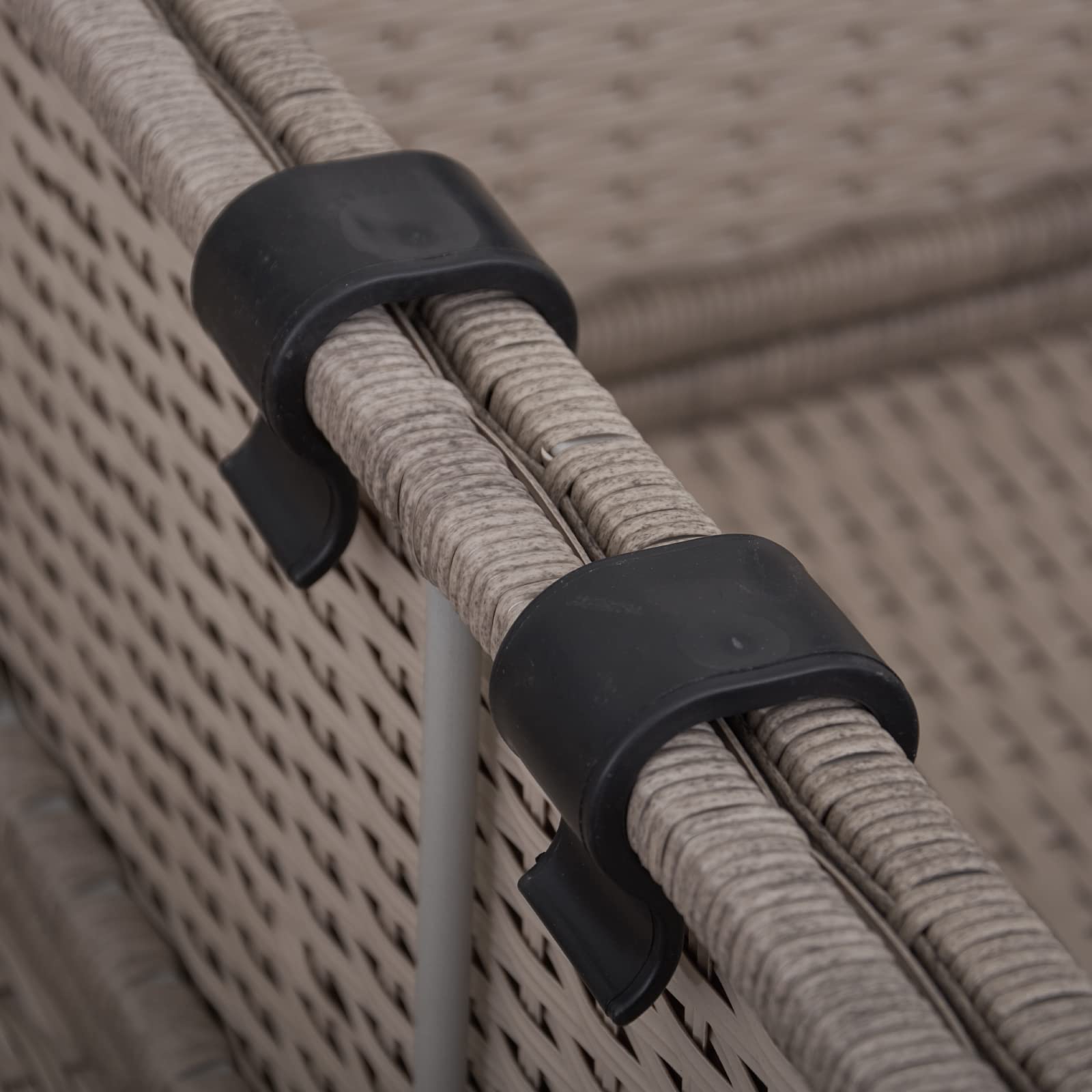 Polyrattan Lounge Sitzgruppe Gartenmöbel-Set Poly Rattan Garnitur 3 Sitzplätze, Modell Bali, Rattan: Hell-Grau/Bezüge: Grau