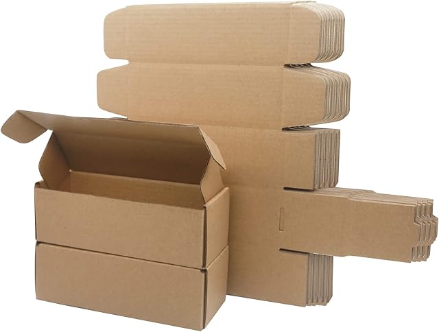 Corrugated Cardboard Shipping Boxes, 155×50×50mm Royal Mail Small Parcel PiP Postal Boxes, Long Narrow Brown Packaging Mailing Boxes for Business, Posting, Storing or Gift (Pack of 10)