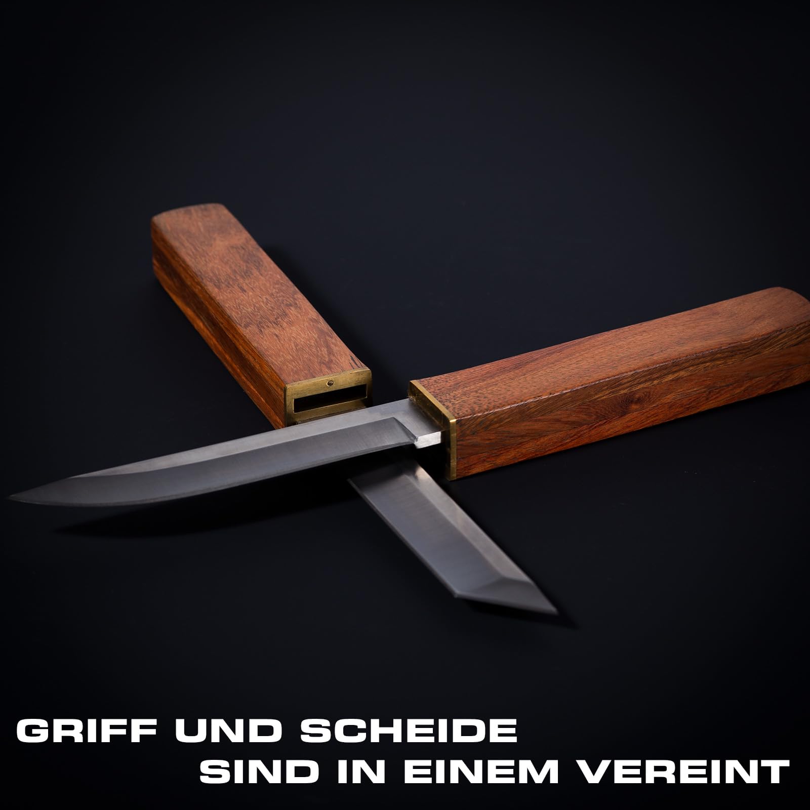 2-in-1 Doppelmesser, Jagdmesser mit Holzgriff, japanisches Messer.