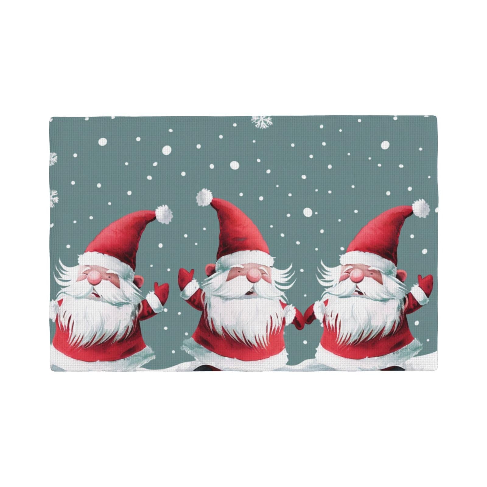 Xmas Funny Gnomes Print Placemats Set, Heat Resistant Washable Placemat 12x18in Table Mats for Party Kitchen Dining Table Decoration Indoor Outdoor, Six Piece