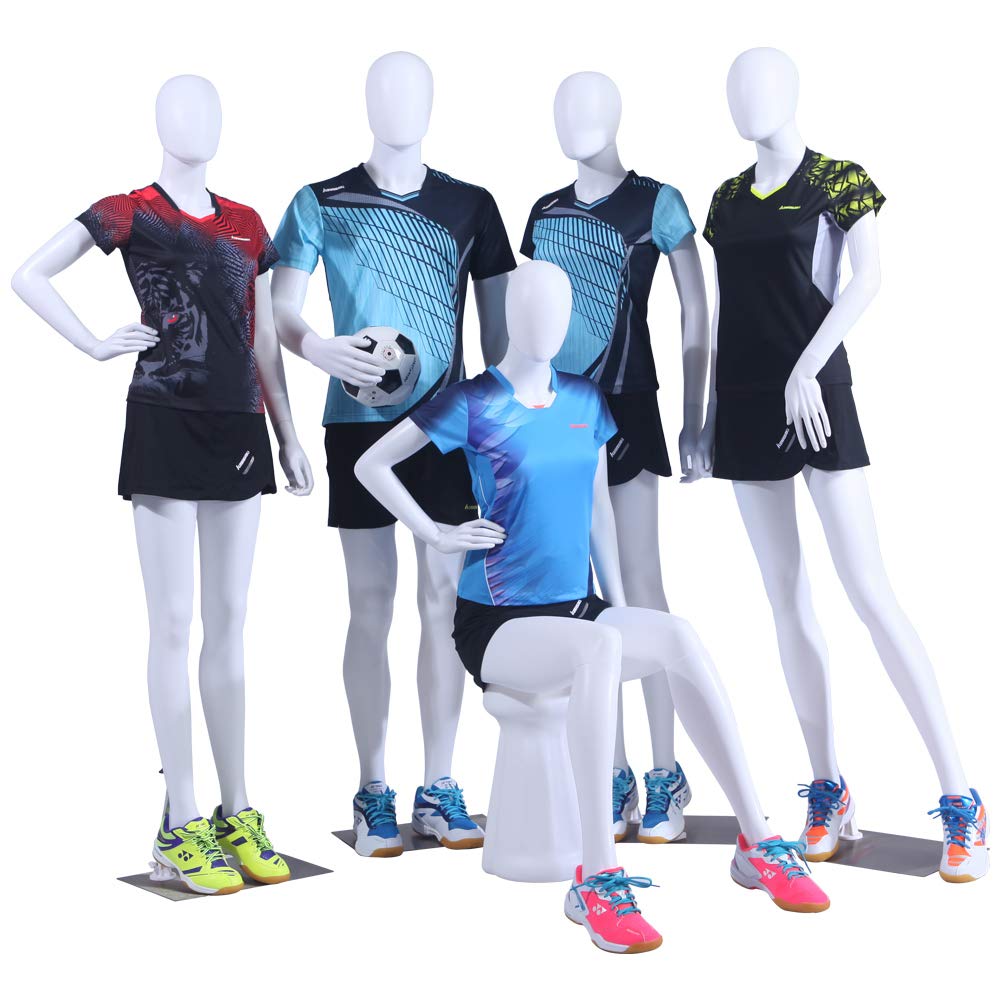 NMC-1W Manichino Maschile e Femminile FC Bianco Opaco Senza Viso Braccia e Testa Girevole a 360 Gradi