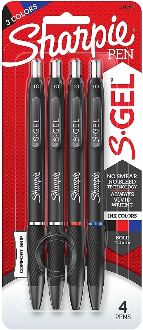 Sharpie S-Gel Bolígrafos Retráctiles, 4 Unidades